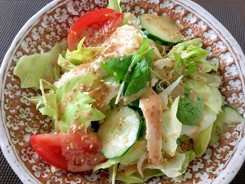 蒸し鶏のサラダ☆香味野菜香る棒棒鶏風